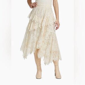 Zimmermann Cream Asymmetrical Lace Skirt
